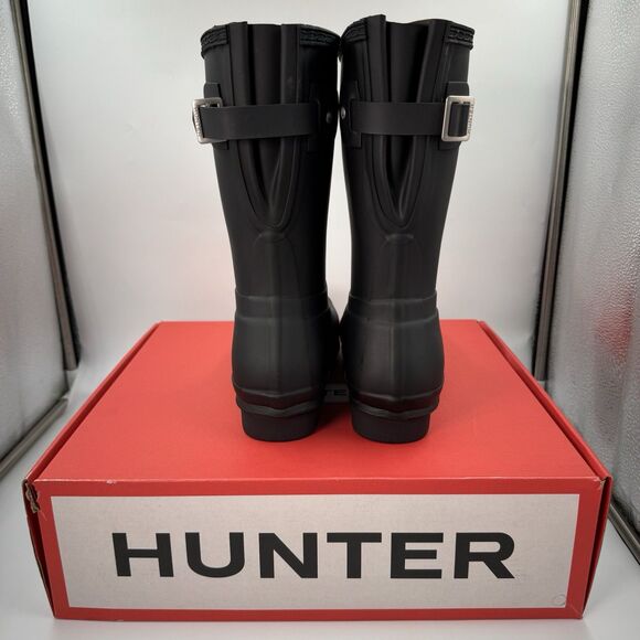 New Hunter Women's Black Original Short Back Adjustable Rain Boots Size 9 - Picture 3 of 14